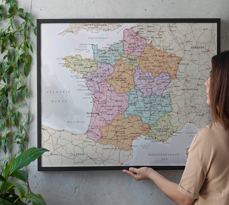 Political Map of France. Large Detailed French Map Poster With Cities ...