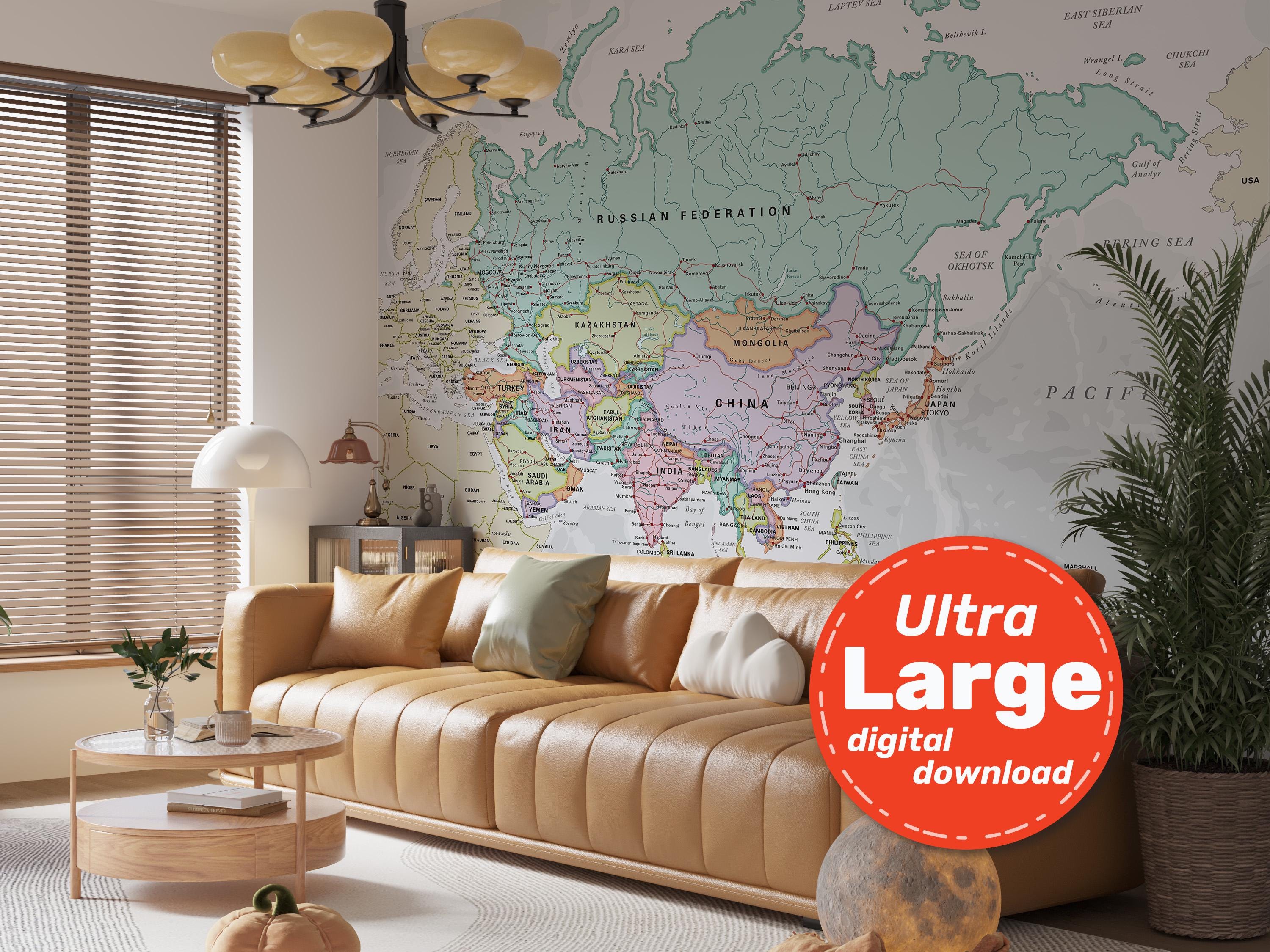 Political Map of Asia. Large Printable Asia Map Poster Full Color With ...