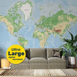 Landkarte der Welt. Detaillierte digitale Weltkarte. Hochauflösender Druck. Sofortiger digitaler Download mit svg-, jpg-, png- und pdf-Version.