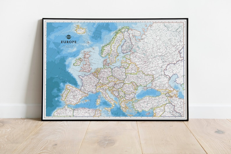 Administrative Map of Europe Europe Map Poster Giclee Print European