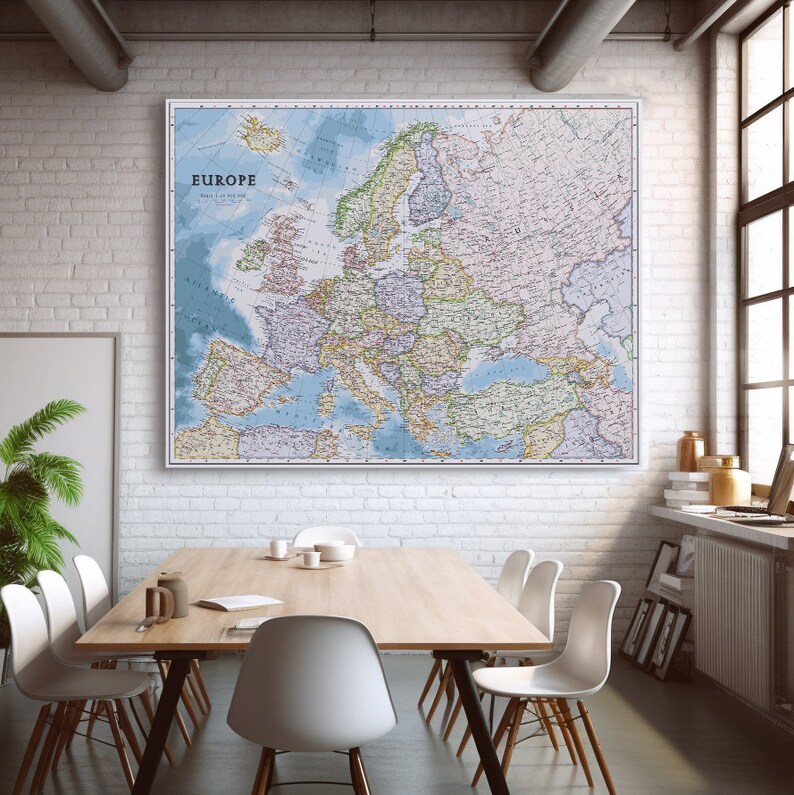 Europe Map Print Europe Map Wall Art PRINTABLE Europe Map Etsy