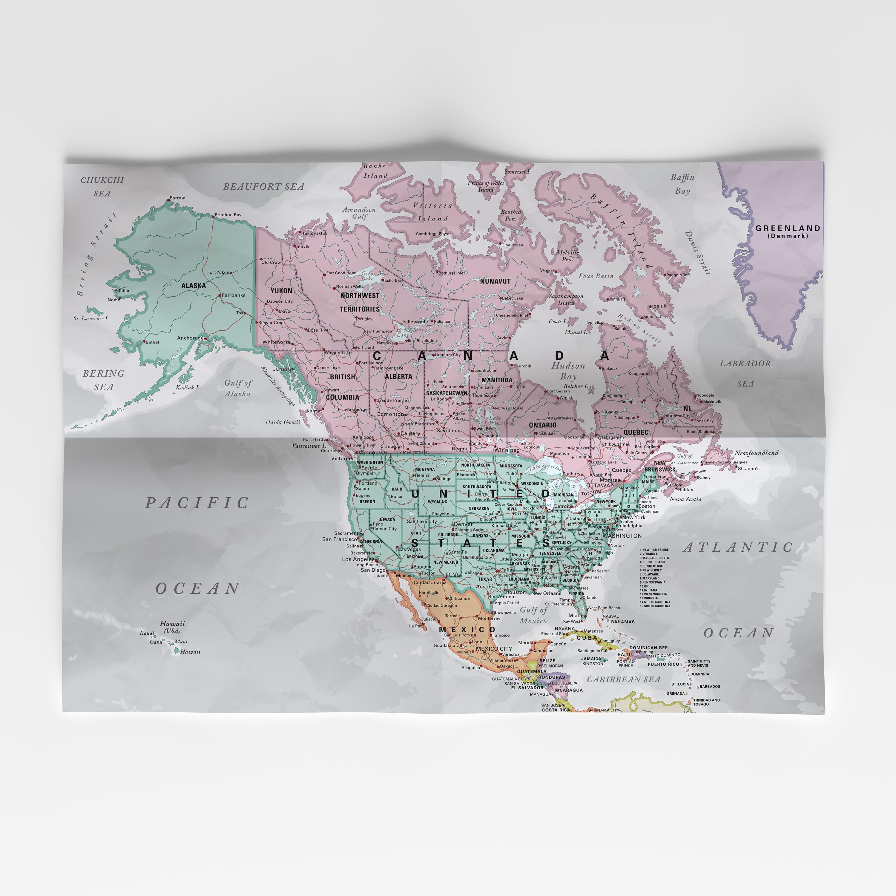 North America Political Map. Large Printable Americas Map Poster Full ...