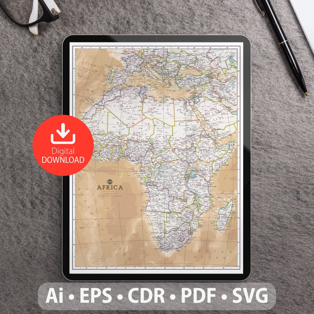 Africa Vector Map. Svg, Ai, Eps, Cdr and Pdf Files Included. Scalable ...