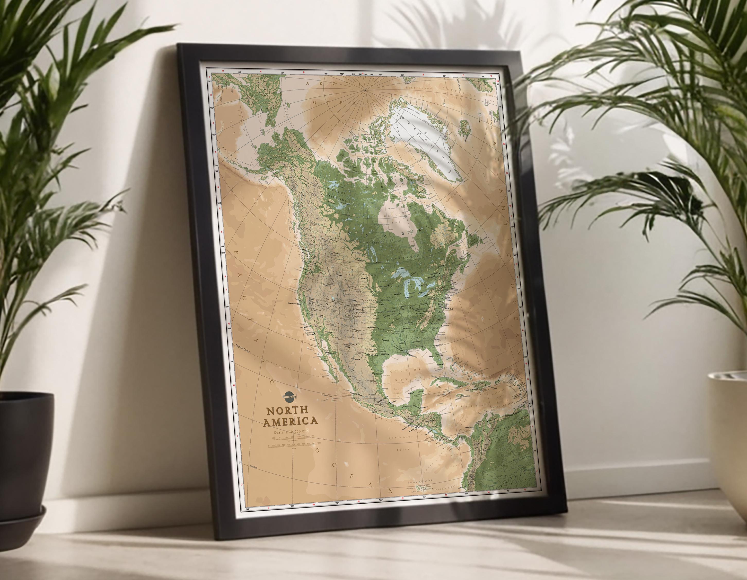 North America Physical Map Print. High-resolution PRINTABLE North ...