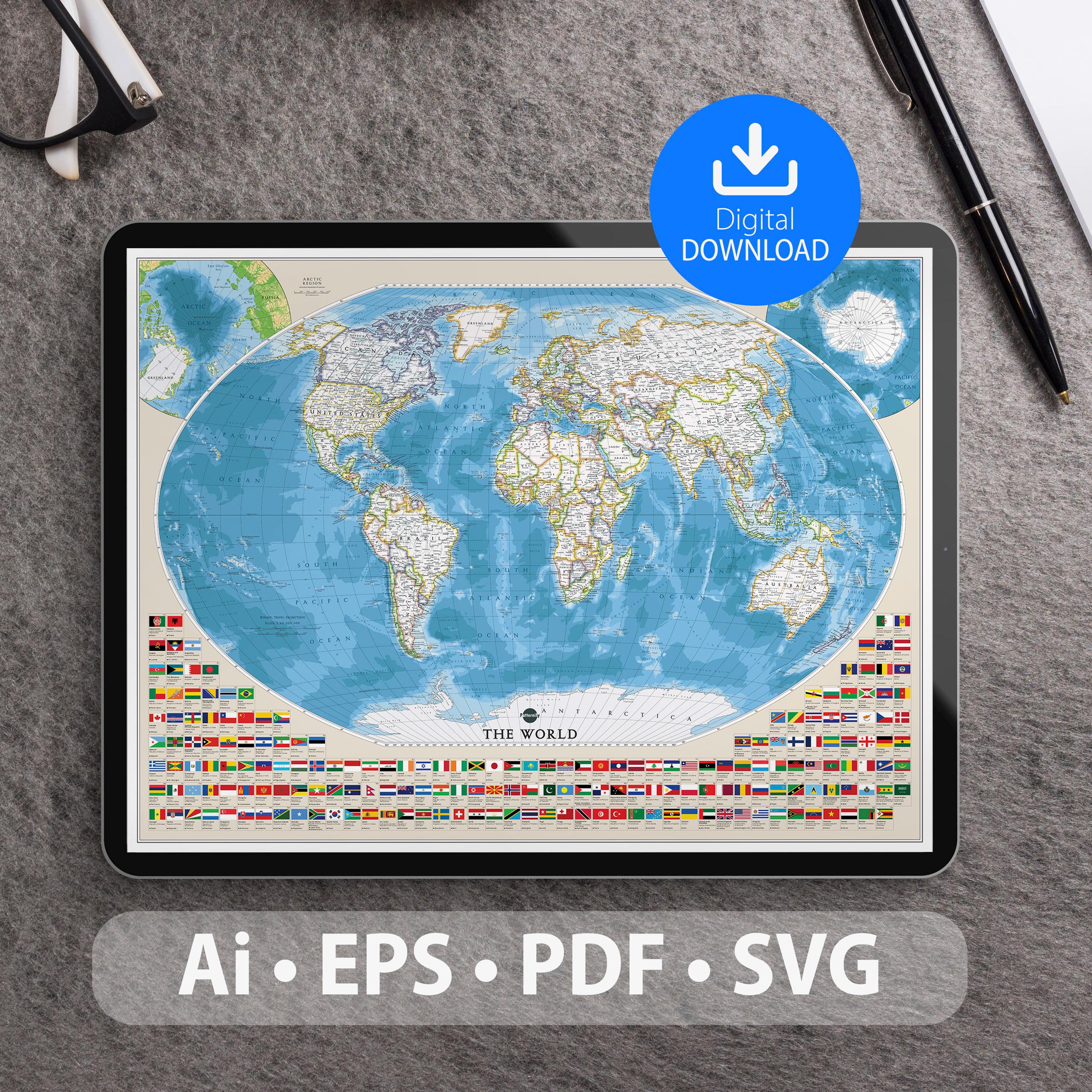 Vector Map of the World. Svg, Ai, Eps, Cdr and Pdf Files Included ...