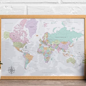 Carte détaillée du monde politique. Carte administrative numérique du monde. Impression haute résolution. Téléchargement numérique avec svg, jpg, png et pdf.