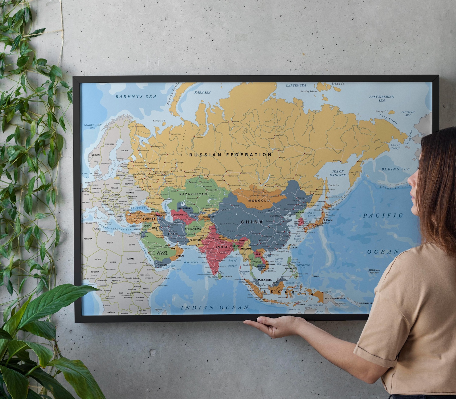 Political Map of Asia. Large Printable Asia Map Poster Full Color With ...