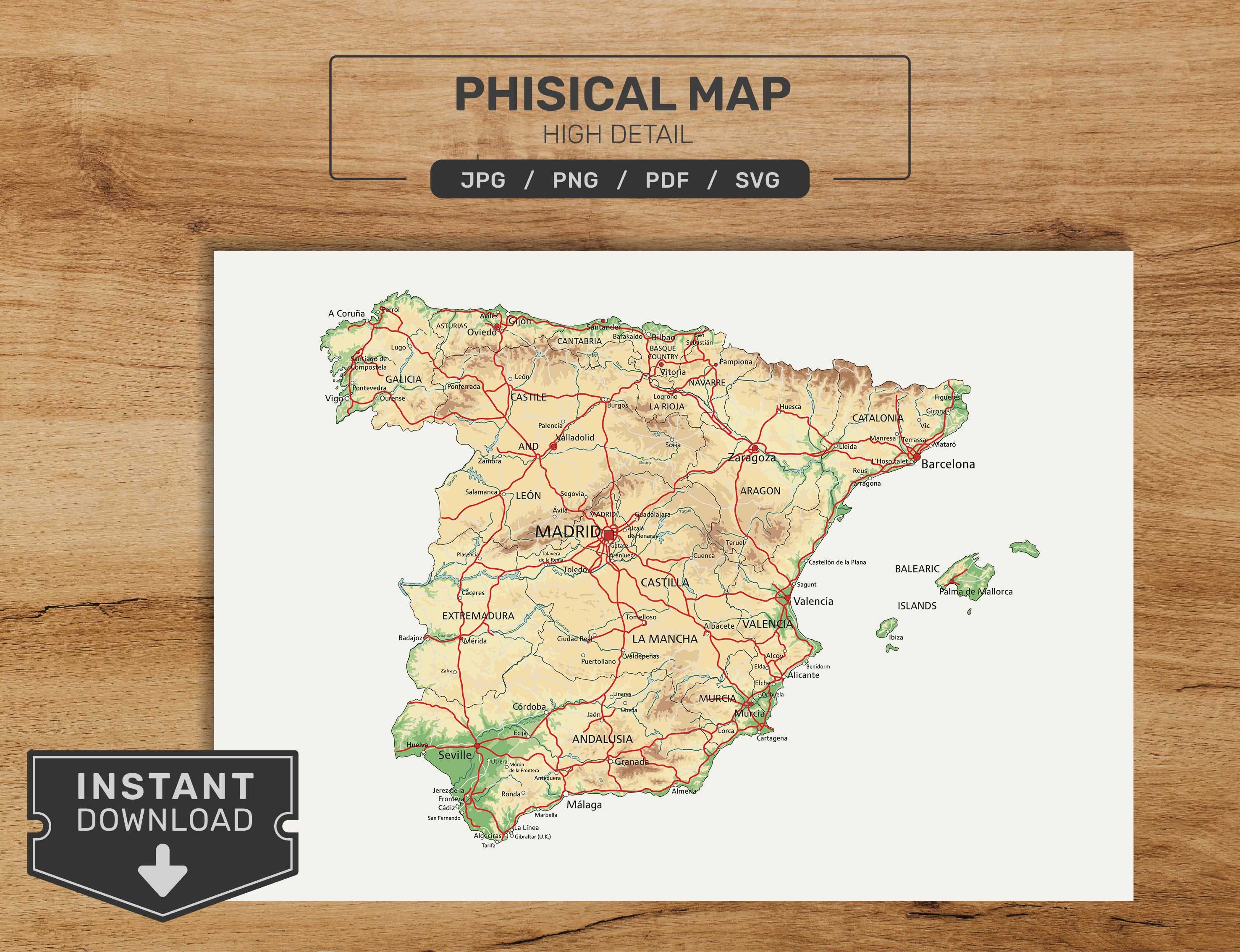 Spain Map Appendix Spain Map Bundle. Printable Spanish Map Set. Political, Physical, Blank ...