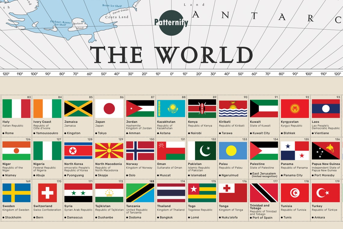World Map With Flags Printable Map of the World With State Flags