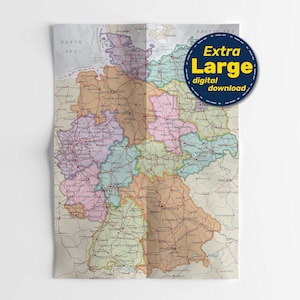 Politische Landkarte von Deutschland. Große detaillierte Landkarte Deutschland mit Städten & Hauptstädten. Herunterladen im Jpg Png SVG Pdf. Für Reisen, Bildung, Dekor