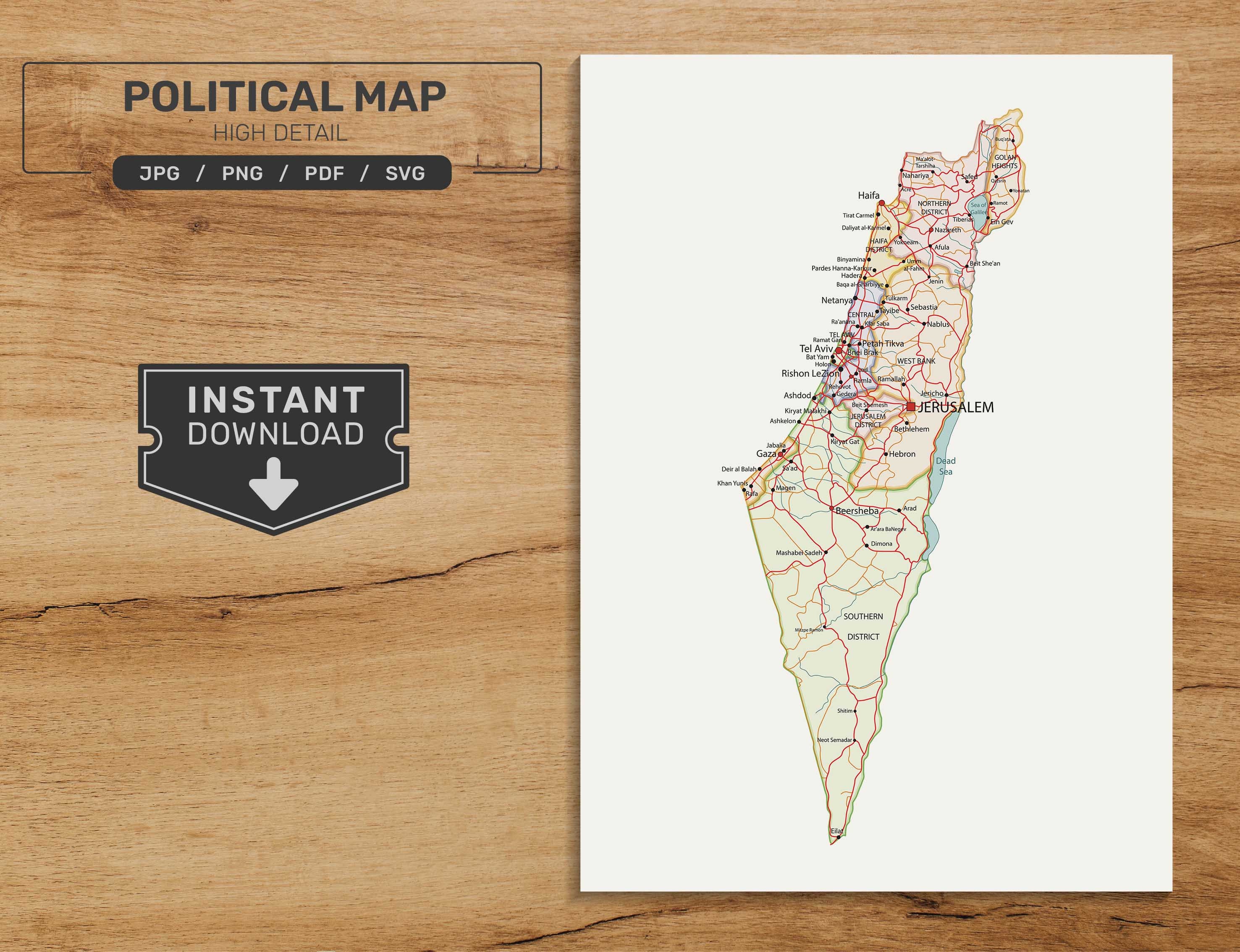 Israel Map Bundle. Printable Israeli Map Set. Political, Physical ...