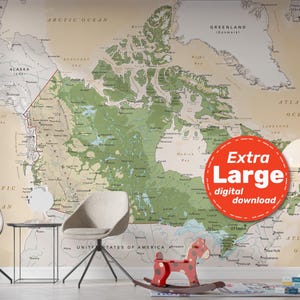 Vintage fysieke kaart van Canada. Canadese terrein vectorkaart. Educatieve kaartprint met steden en hoofdsteden. Digitale download svg, jpg, png en pdf.