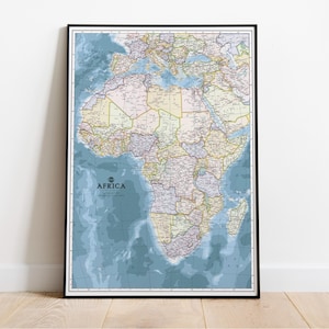 Political map of Africa. Africa Wall Map Poster Giclee Print. Classic Africa Administrative map poster. Wall Map design. Multiple size.
