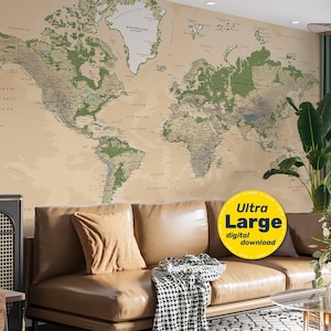 Mapa de Terreno do Mundo. Mapa Digital do Mundo. Impressão Antiga de Alta Resolução. Download Digital Instantâneo com versão svg, jpg, png e pdf.