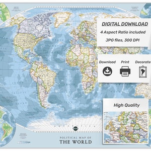 World Map Print Map of the World Wall Art PRINTABLE Detailed World Map ...