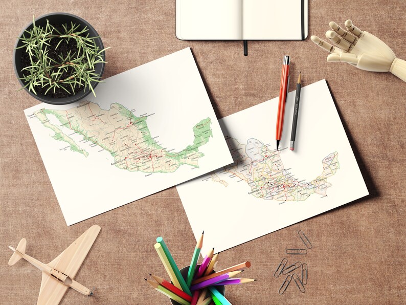 Mexican Map Editable Mexico Map Bundle. Printable Mexican Map Set. Political, Physical ...