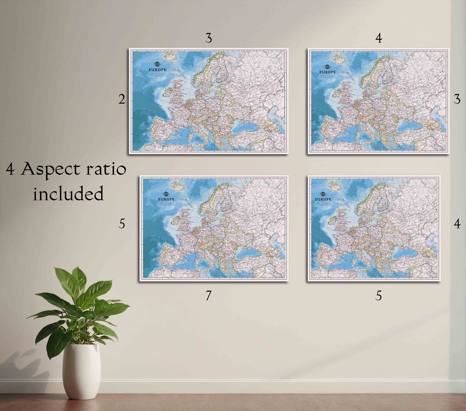 Europe Map Print Europe Map Wall Art PRINTABLE Europe Map Print Digital