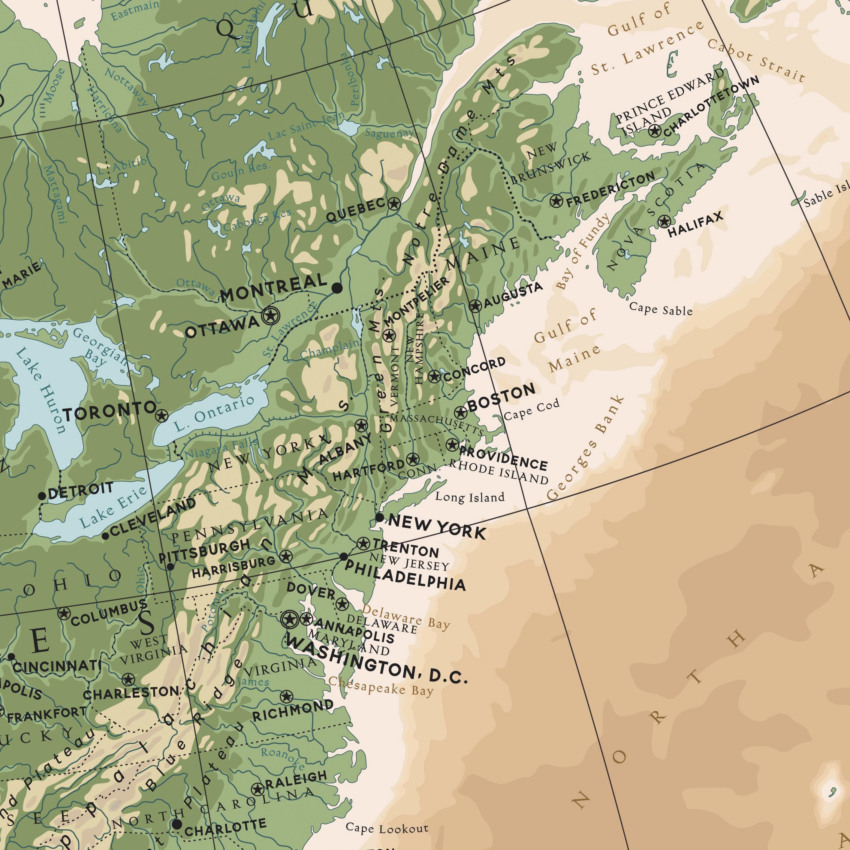 North America Physical Map Print. High-resolution PRINTABLE North ...