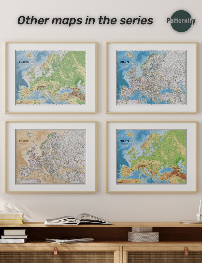 Europe Map Print Europe Map Wall Art PRINTABLE Europe Map Etsy
