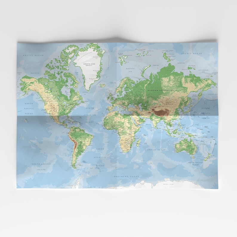 Terrain Map of the World. Detailed Digital World Map. High-resolution ...