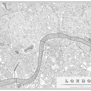 Vintage London City Map Print, Vintage Poster in 5 verschiedenen Seitenverhältnissen für alle Rahmengrößen. Schwarz und Weiß. DIGITALER DOWNLOAD.