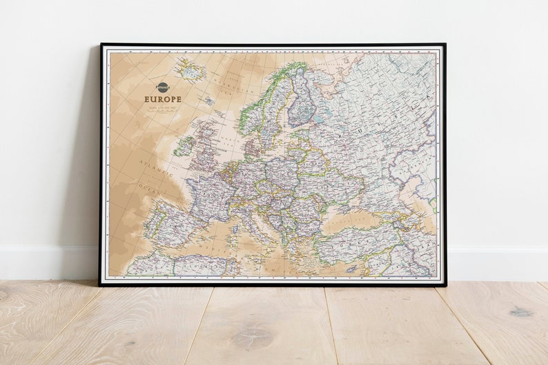 Administrative Map of Europe Europe Map Poster Giclee Print European
