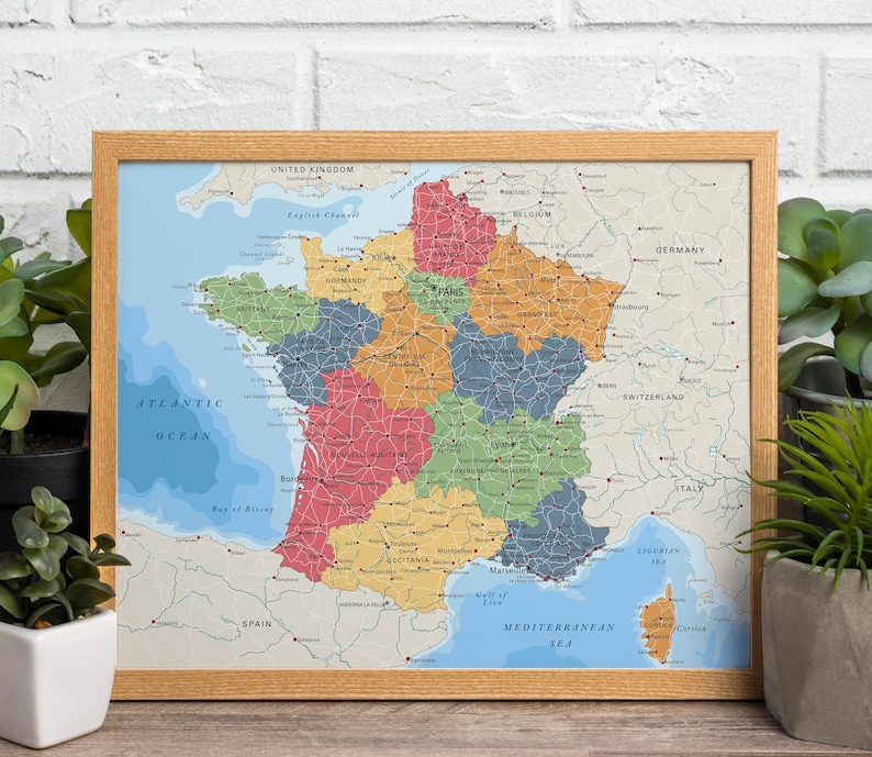 Political Map of France. Large Detailed French Map Poster With Cities ...