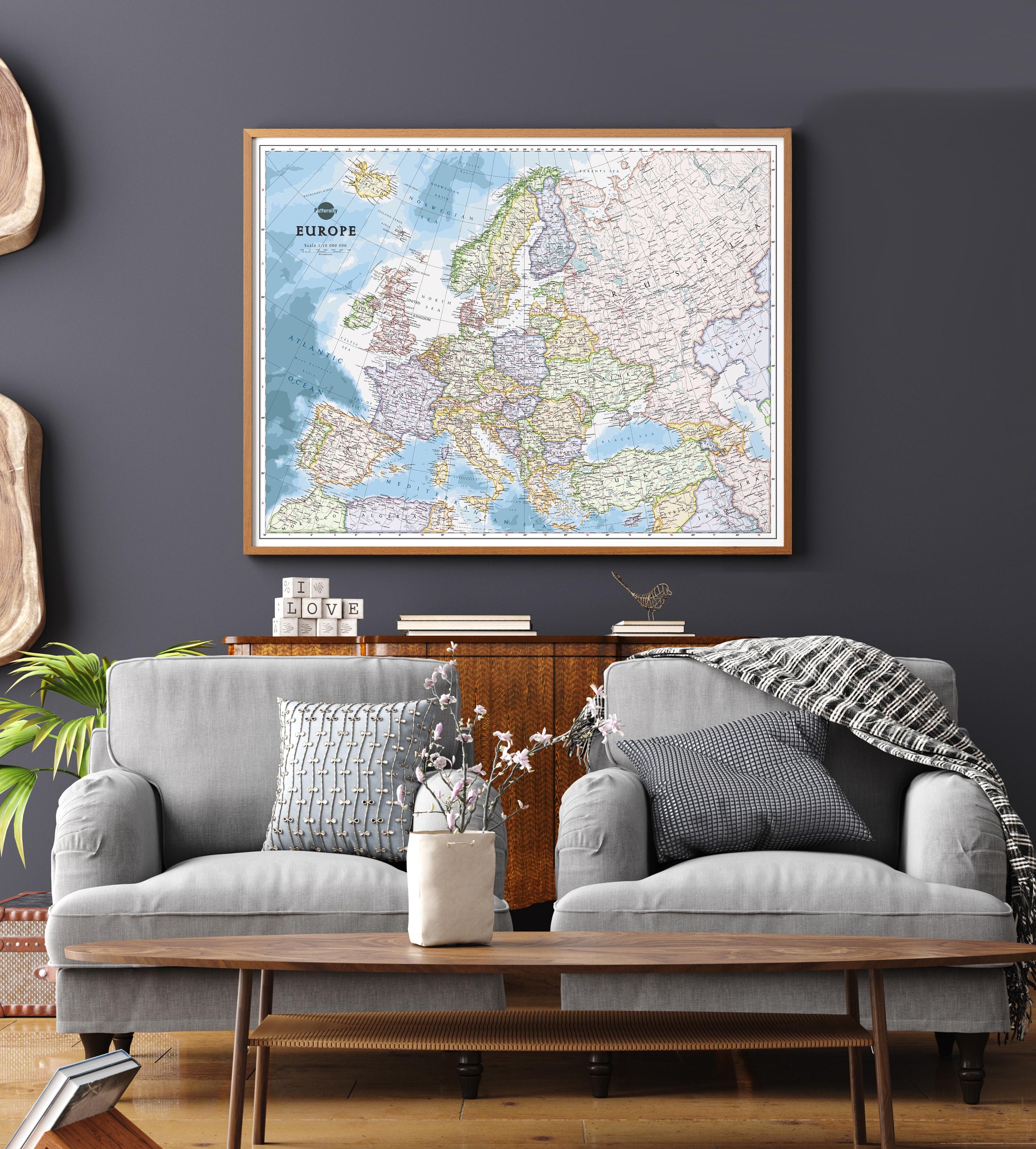Europe Map Print Europe Map Wall Art PRINTABLE Europe Map Print Digital
