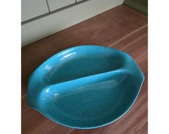 Vintage Divided Serving Dish Revel Criddle Maruhon Japan Mid Century Teal Bowl