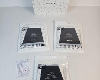 Akris Cotton Knitted Face Mask Pack of 3 Individually Packed Reusable & Washable