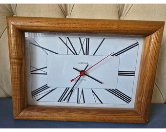 Vintage Mid Century Landmark Wood Mantel / Wall Clock – Quartz, Made in USA