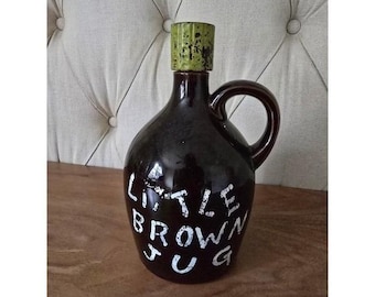 Vintage Little Brown Jug Musical Decanter Music Box Ceramic Bottle 9" Tall