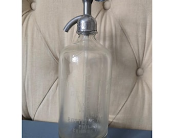 Antique Seltzer Bottle Glass Philadelphia Bottling Works Vintage Soda Syphon