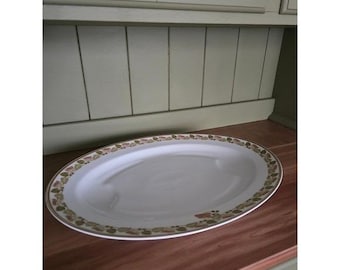 Bandeja ovalada antigua de Haviland Limoges – Porcelana francesa con borde floral.