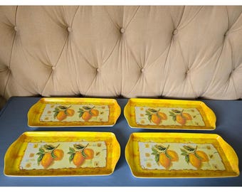 Set of 4 Lemon Melamine Serving Trays Melam es Tarsa Hungary Vintage Decor