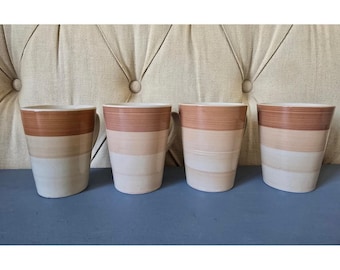 Set of 4 Ceramic Coffee Mugs – Neutral Beige Brown Modern Minimalist Kitchen