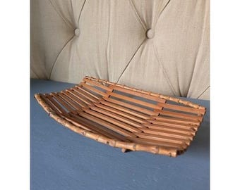 Vintage Bamboo & Teak Wood Mid Century Modern Natural Handmade Serving Tray
