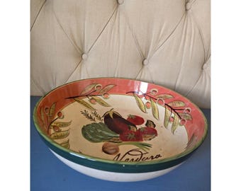 Jennifer Brinley "Verdura" Large Hand Painted Serving Bowl 13" Vintage