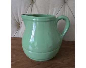 Vintage Sage Green Ceramic Pitcher Vase 7.5" Farmhouse Cottage Decor