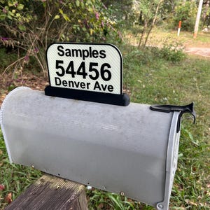 Top Mount Mailbox Address Plaque: Personalized Street Name & Number Double-Sided, Address on Both Sides