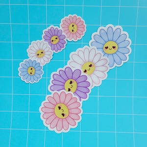 Stickers marguerites pastel en vinyle, résistants à l'eau, stickers floraux mignons, stickers pour ordinateur portable et gobelet, papier glacé, cadeau de Saint-Valentin