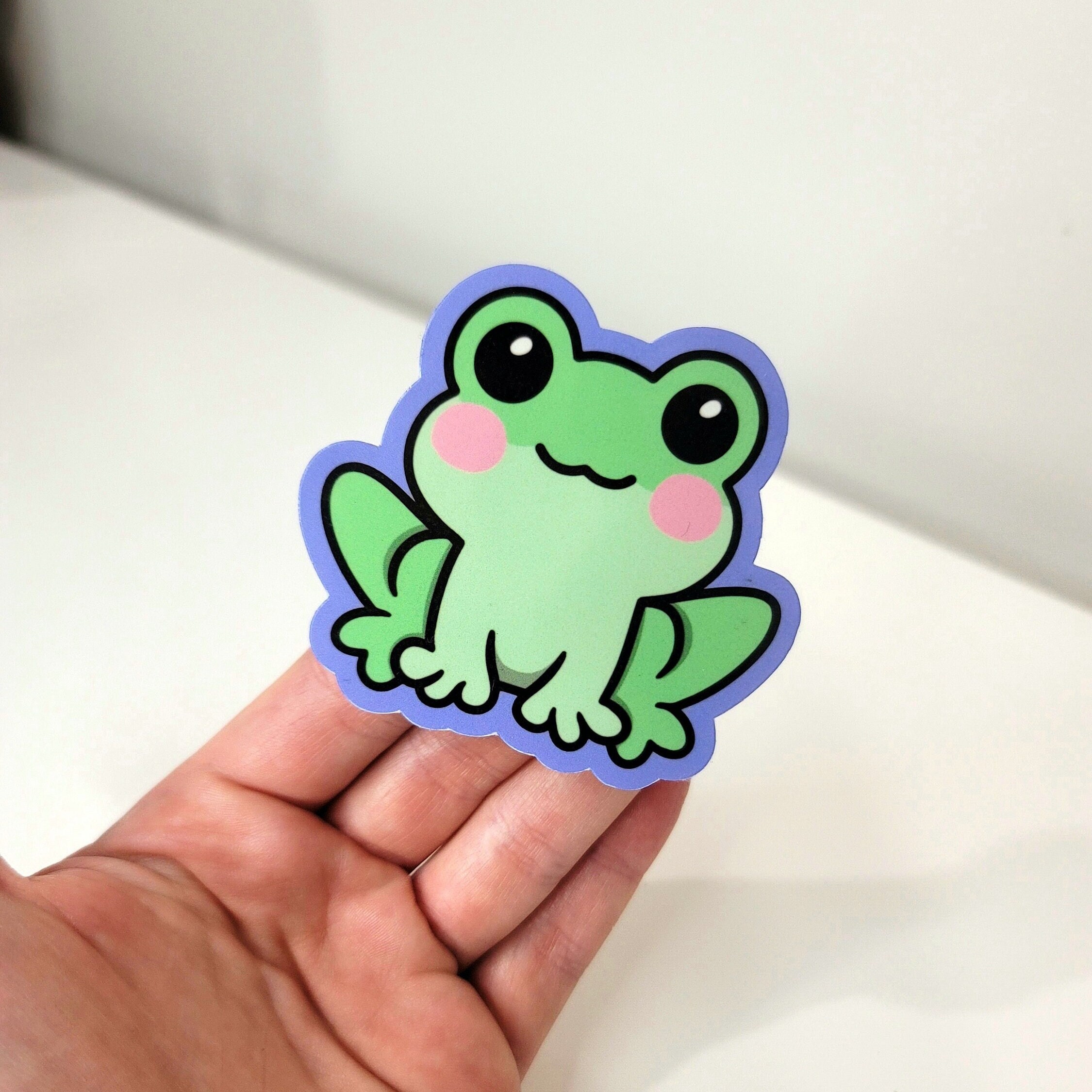 Kawaii Frog Vinyl Sticker, Cute Green Froggy Decal for Water Bottles ...