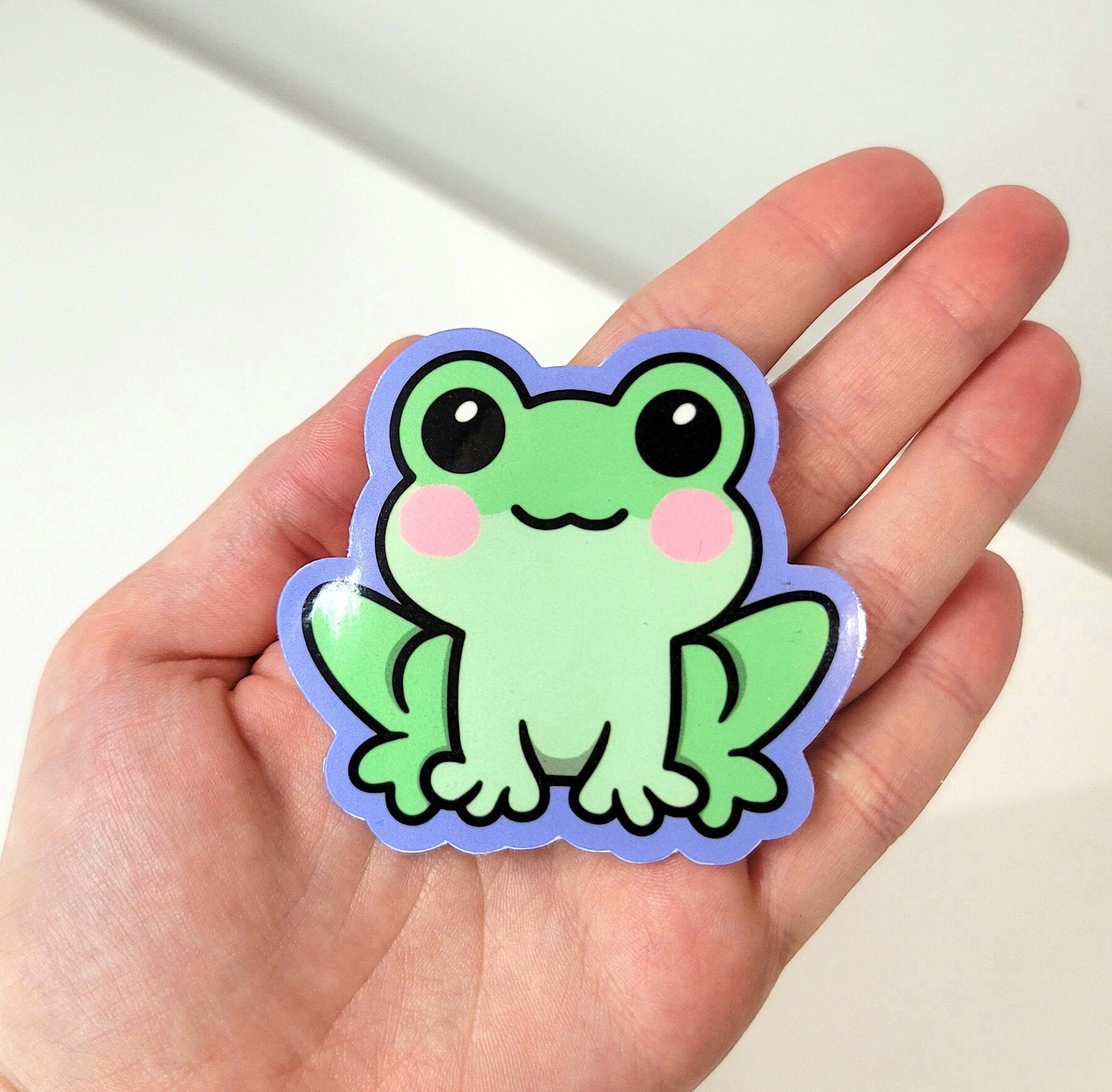 Kawaii Frog Vinyl Sticker, Cute Green Froggy Decal for Water Bottles ...
