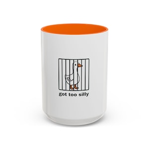 Got Too Silly, Silly Goose Mug, Funny Gifts, Quirky Mugs, Gift For Men, Gag Gift Ideas, Goose Behind Bars, Hilarious Gift Ideas, Humorous