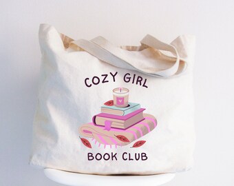 Cosy Girl Book Club Tragetasche, Leseclub Geschenk, Leseratte, Bücherwurm Geschenk, Bücherwurm Geschenk, Booktok Merch, Booktrovert Tragetasche