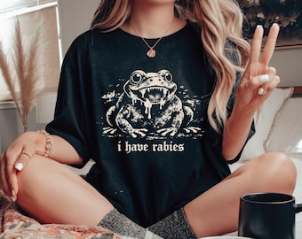T-shirt chemise grenouille J'ai la rage, sweat à capuche grunge vintage, meme unhinged, humour noir étrange
