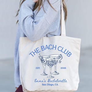 Custom The Bach Club Tote Bag, Bridesmaid Tote, Club Bachelorette, Bridesmaid Favors, Bachelorette Party Favors, Bachelorette Tote,Club Bach