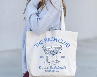 Custom The Bach Club Tote Bag, Bridesmaid Tote, Club Bachelorette, Bridesmaid Favors, Bachelorette Party Favors, Bachelorette Tote,Club Bach