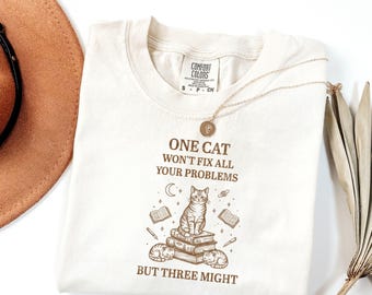 Funny Cat Lover Tee, Comfort Colors Shirt, Funny Cat Lover Tee, Three Cats Graphic Shirt, Gift for Crazy Cat People, Retro Cat Shirt