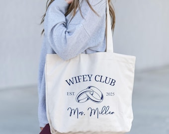 Bolsa de mano personalizada para Wifey Club, bolsa de mano para señora, regalo para esposa, bolsa de mano para luna de miel, regalo para recién casados, regalo para nueva esposa, regalo de boda